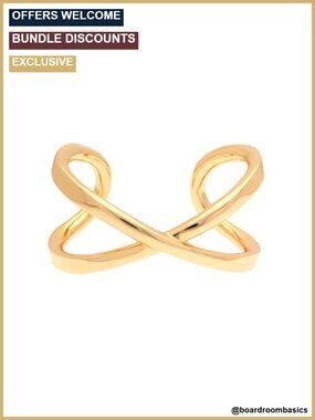 Gold Tone Plated Brass Criss Cross Cuff Bracelet Statement Jewelry